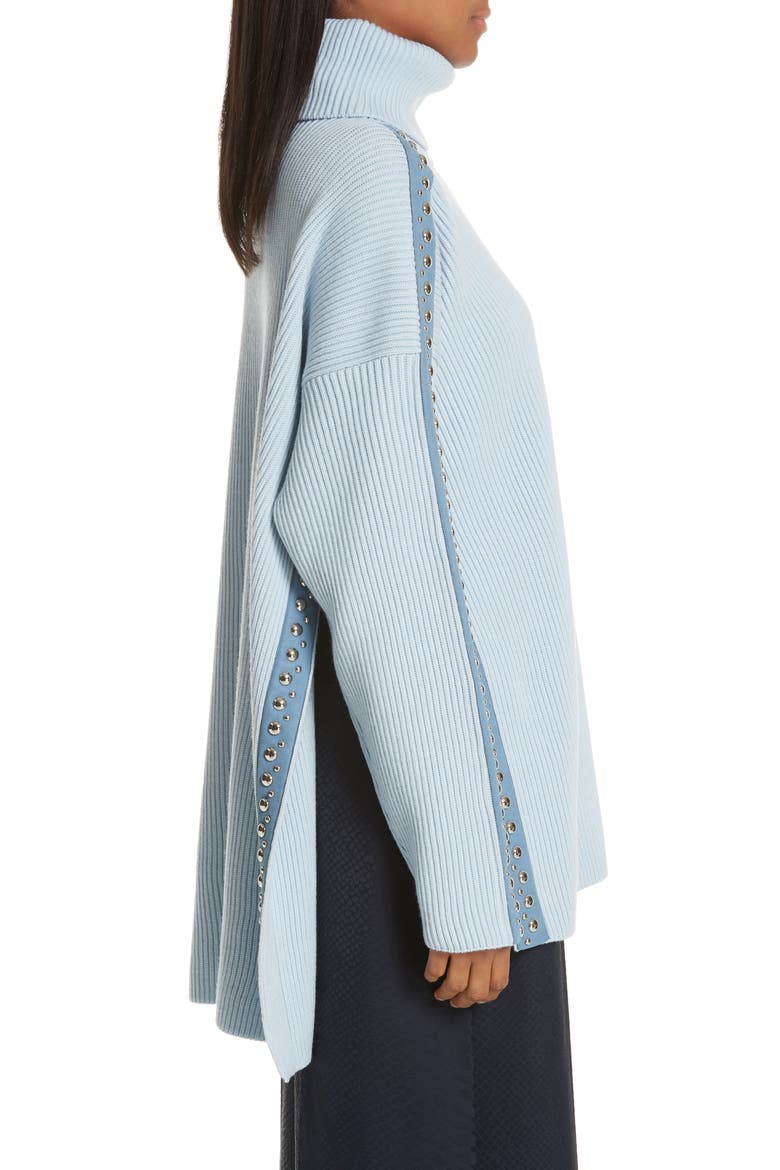 Stud Detail Turtleneck Sweater, Alternate, color, OXFORD BLUE