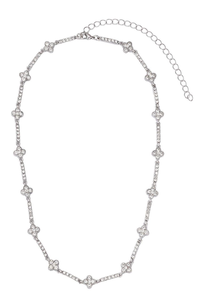 Crystal Clover Necklace, Main, color, SILVER