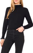 CeCe Ruffle Mock Neck Sweater