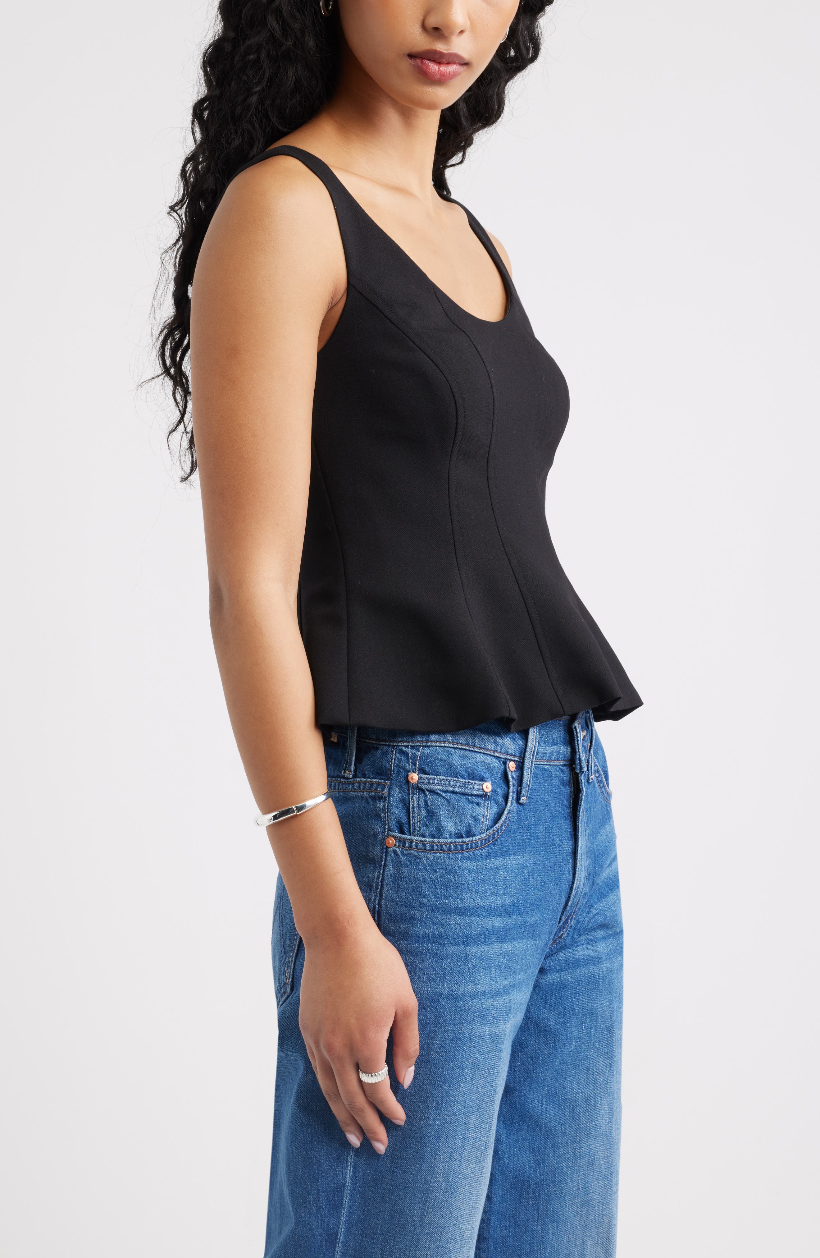 Open Edit Icon Twill Peplum Top (Women) | Nordstrom