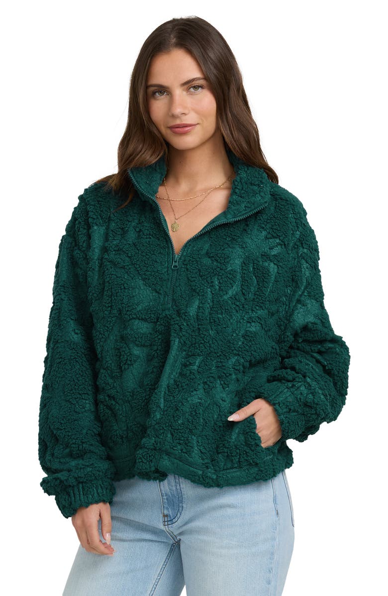 Billabong All the Time High Pile Fleece Quarter Zip Pullover, Alternate, color, Summer Gold