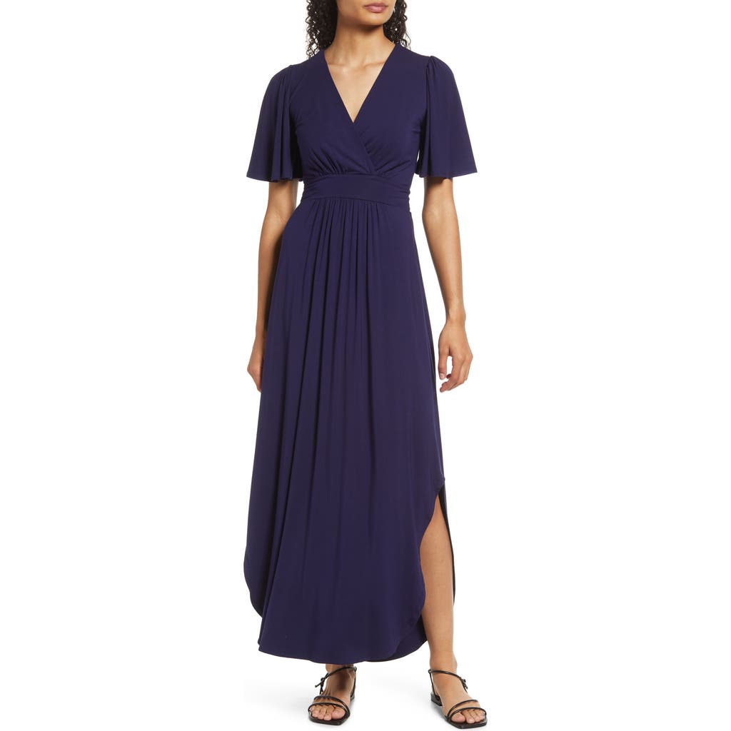Fraiche by J Flutter Sleeve Jersey Maxi Dress in Navy  product