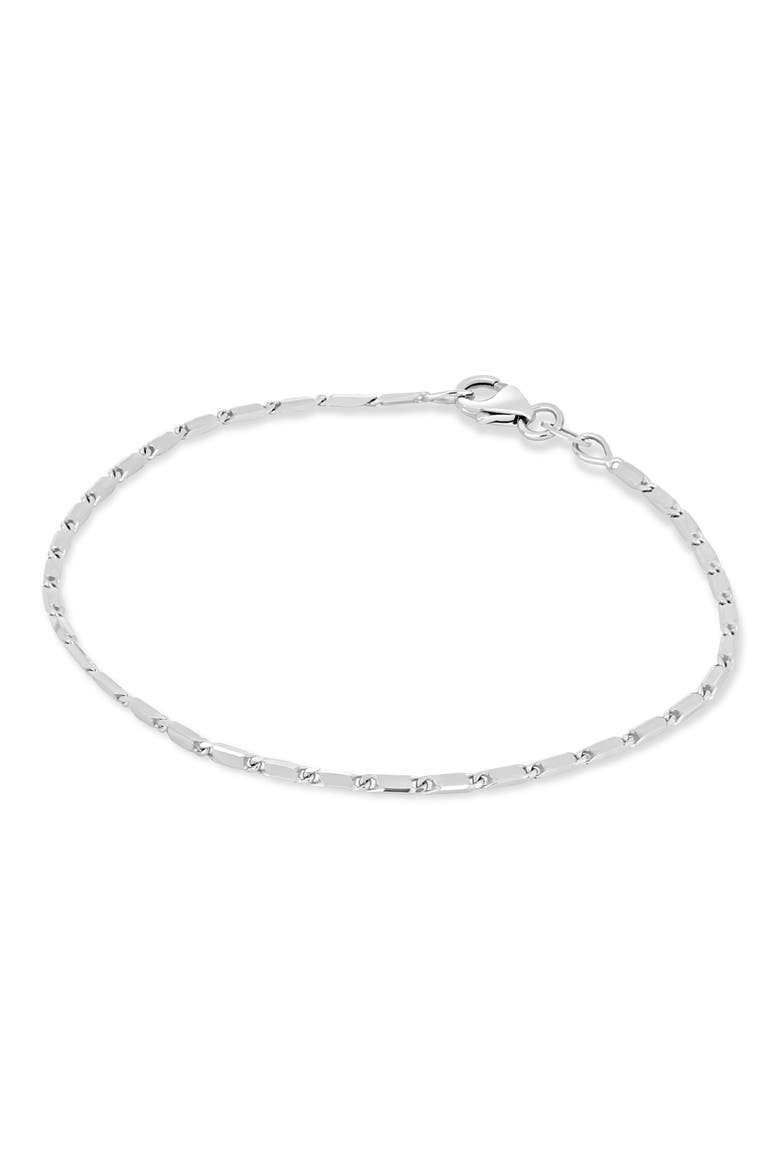 14K Gold Flat Bar Chain Bracelet (Online Trunk Show), Alternate, color, 14K WHITE GOLD