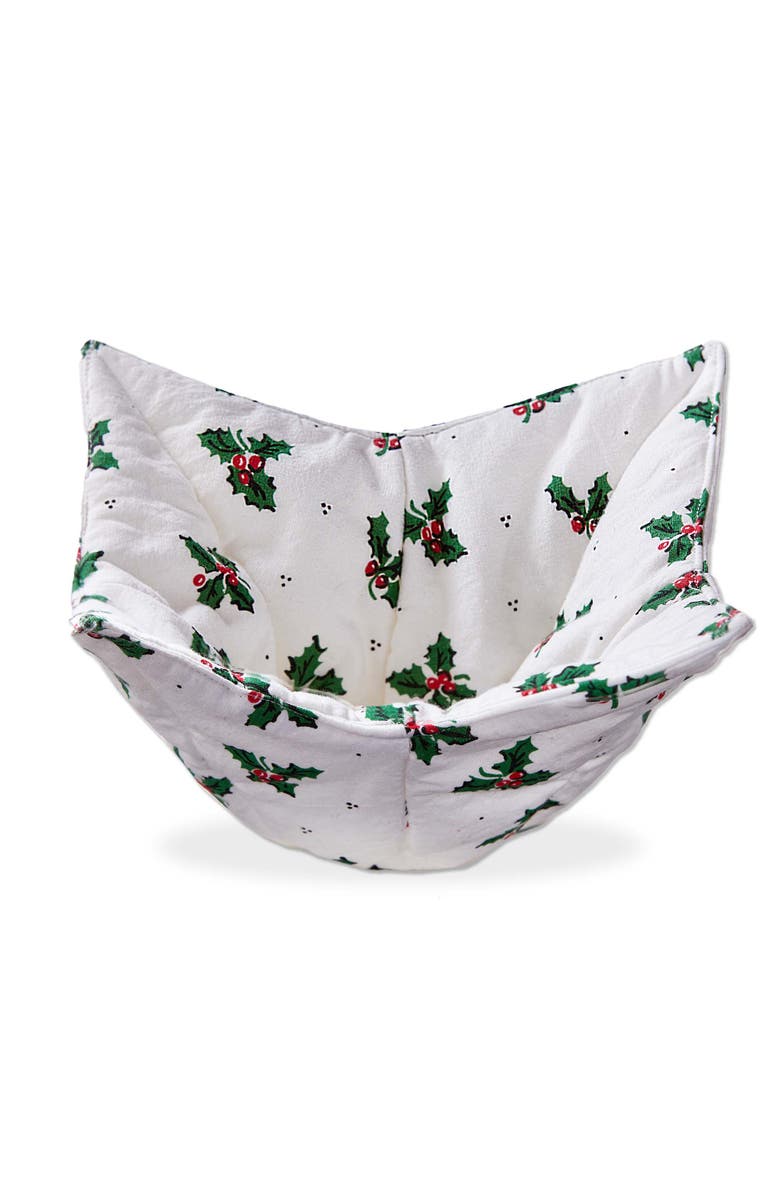 tag Vintage Holly Bowl Cozy Christmas Serving Potholder White Multi, Main, color, White