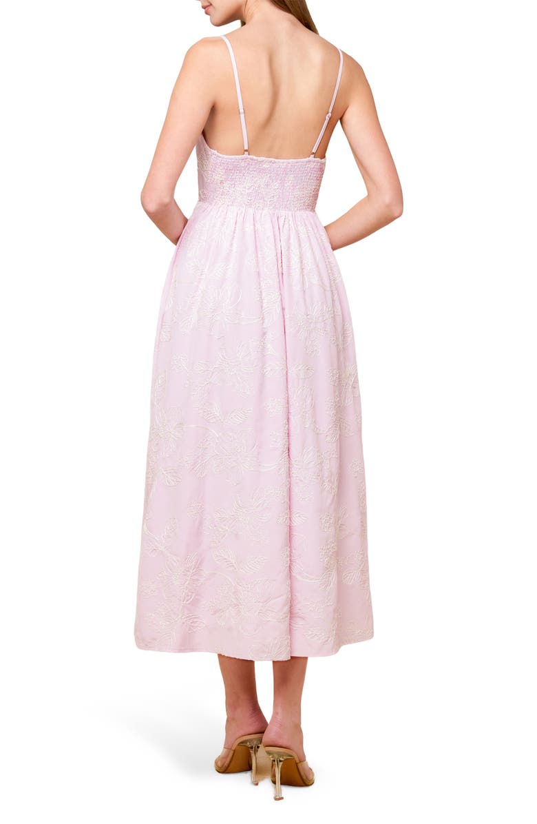 FLYING TOMATO Floral Embroidered Twist Front Sundress, Alternate, color, Pink