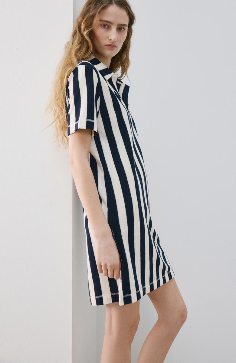 MANGO Stripe Terry Nightgown, Alternate, color, Blue
