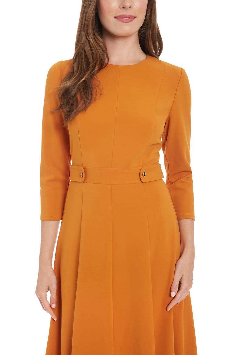 Seamed Midi Dress, Alternate, color, HONEY