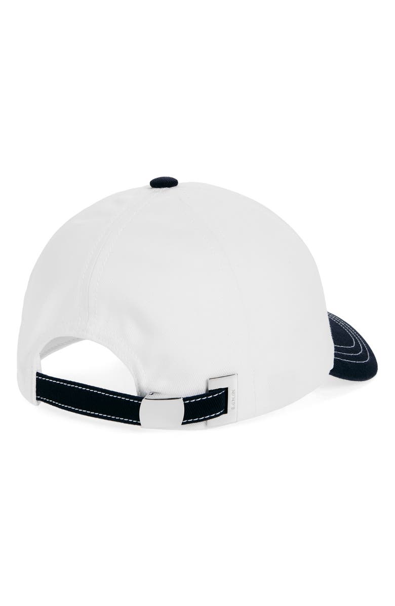 Balmain Embroidered Logo Bicolor Cotton Twill Baseball Cap, Alternate, color, Gpp White/ Navy