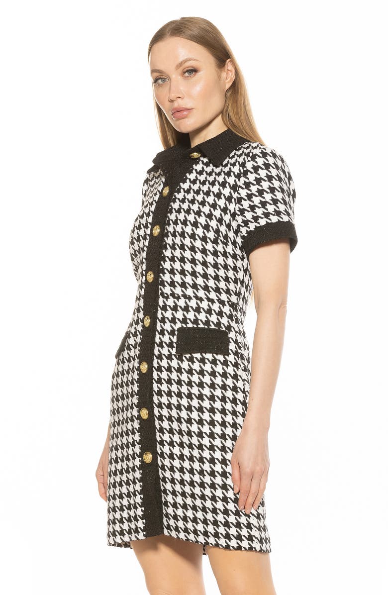 Alexia Admor Jenni Tweed Shirtdress, Alternate, color, Black/ White Houndstooth