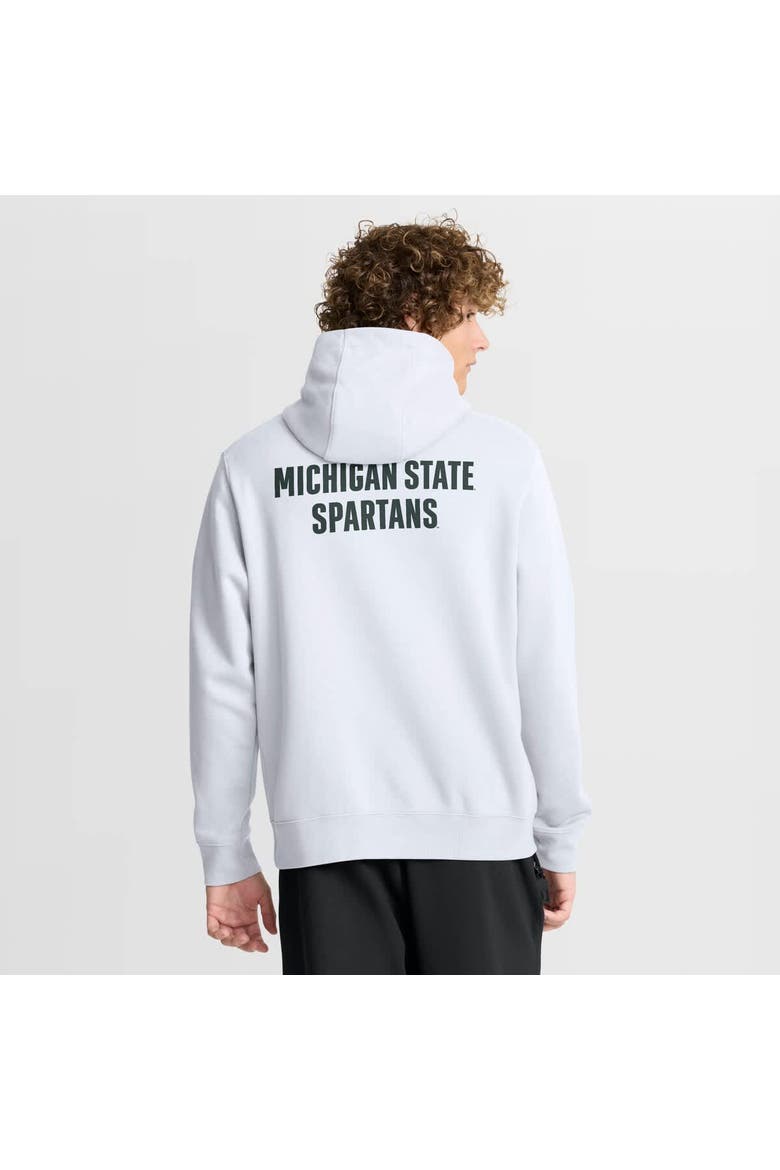 Men's Nike White Michigan State Spartans Basketball Two-Hit Club Fleece Pullover Hoodie, Alternate, color, White