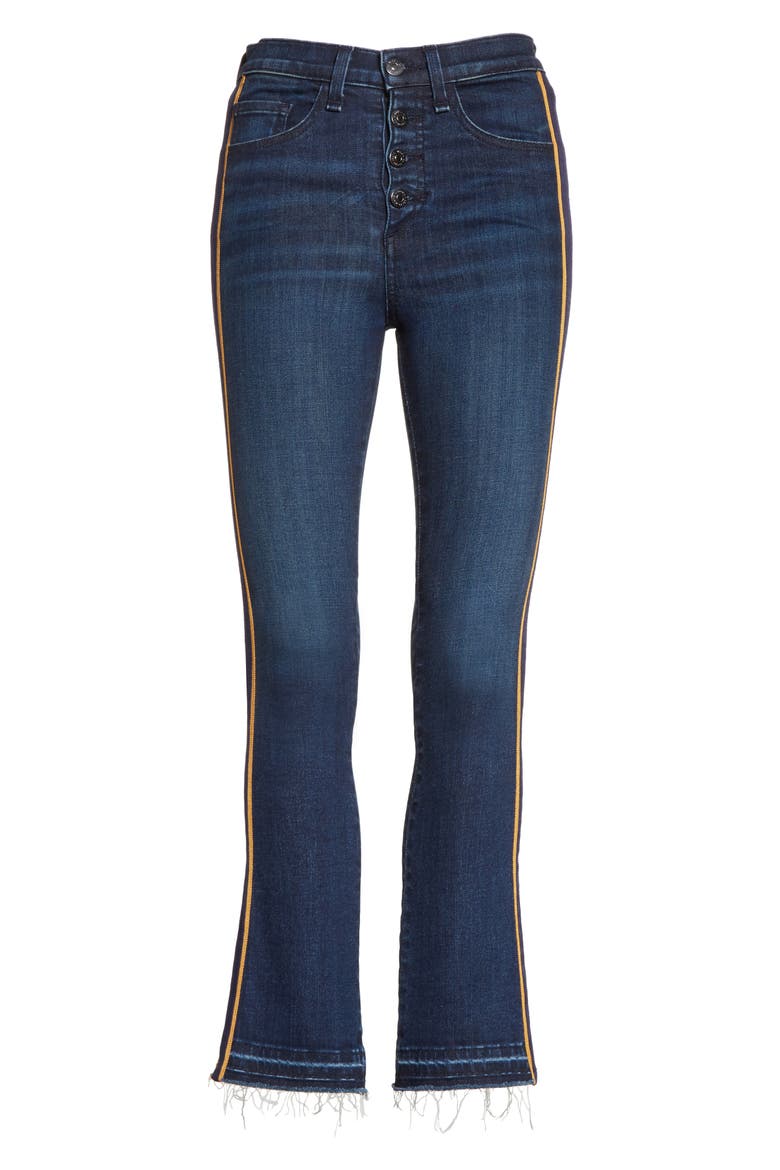 Carolyn Tuxedo Stripe Baby Boot Crop Jeans, Alternate, color, MIDNIGHT/ FRAY/ GOLD STRIPE