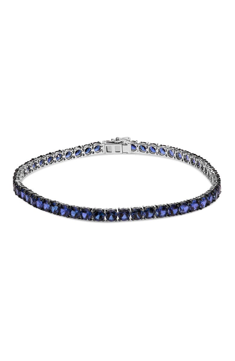 Haus of Brilliance Men's .925 Sterling Silver Created Blue Sapphire Tennis Bracelet - 8.5" Inches, Main, color, White