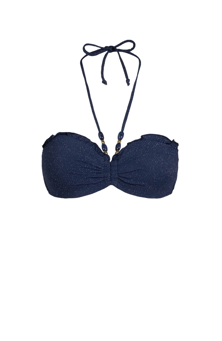 Change of Scenery Alexis Beaded Halter Bikini Bikini Top, Main, color, Marine Blue Metallic