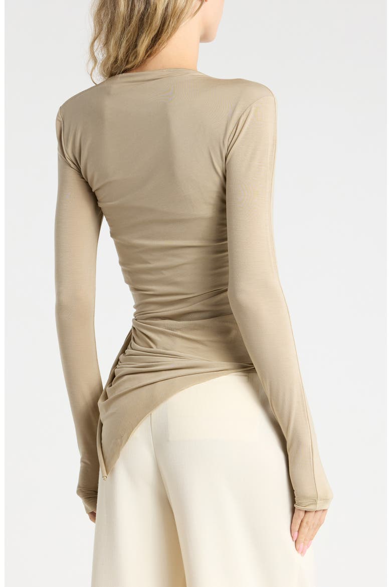 Asymmetric Faux Wrap Long Sleeve Shirt, Alternate, color, TAUPE