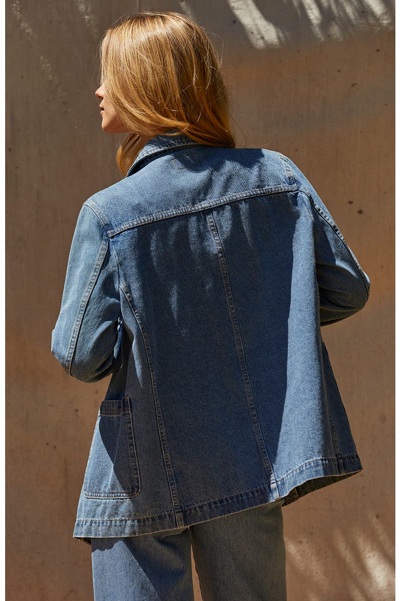 Double Breasted Denim Blazer Jacket, Alternate, color, Denim Blue