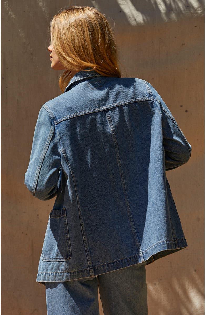 CRESCENT Double Breasted Denim Blazer Jacket, Alternate, color, 