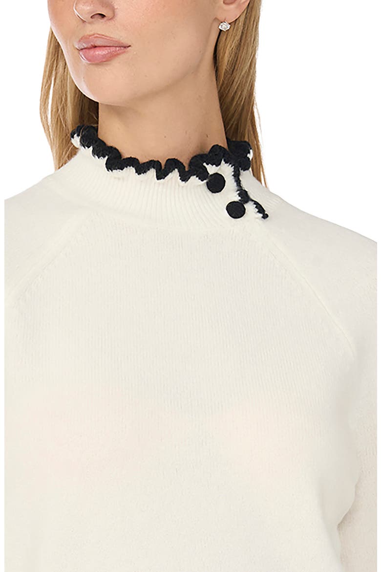 Ruffle Mock Neck Sweater, Alternate, color, ANTIQUE WHITE
