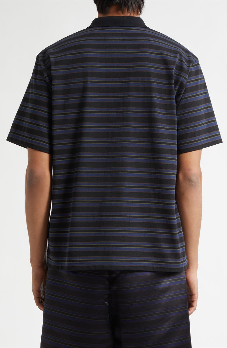 Sacai Horizontal Stripe Quarter Zip Polo, Alternate, color, Black/ Navy