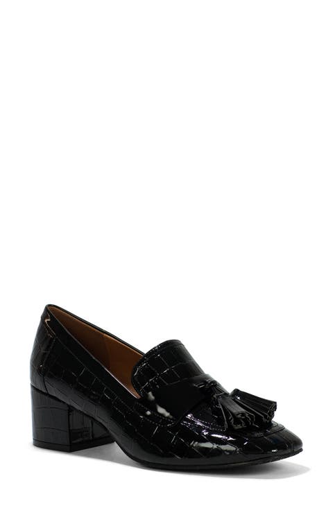 Kressida Croc Embossed Tassel Loafer (Women)
