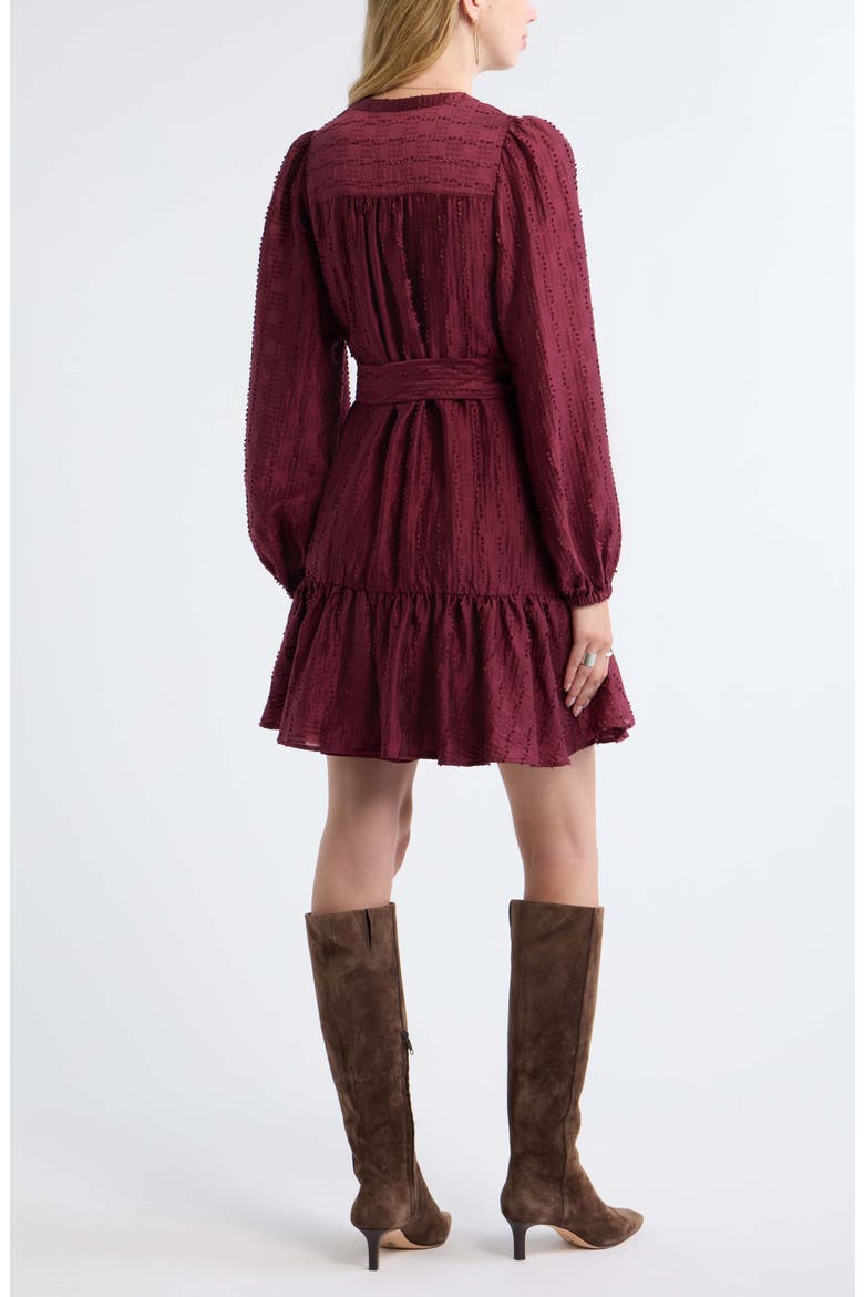 Textured Button Front Minidress, Alternate, color, BURGUNDY BANNER