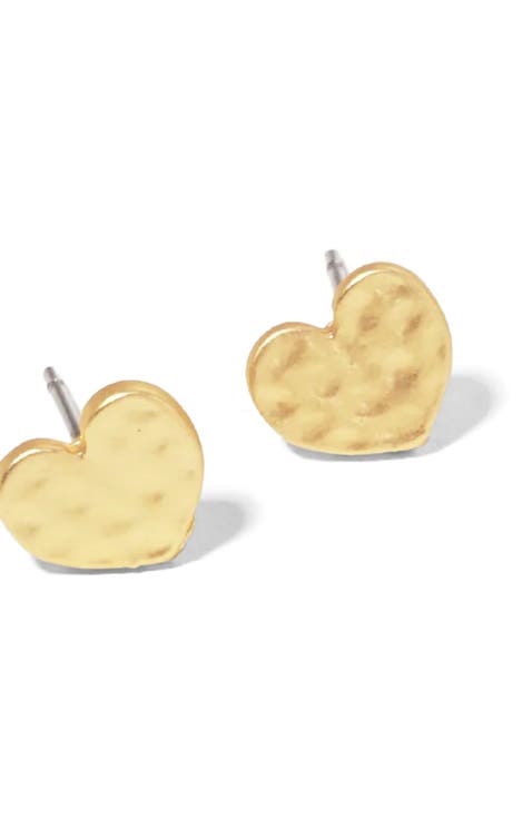 With Love Hammered Gold Heart Earrings