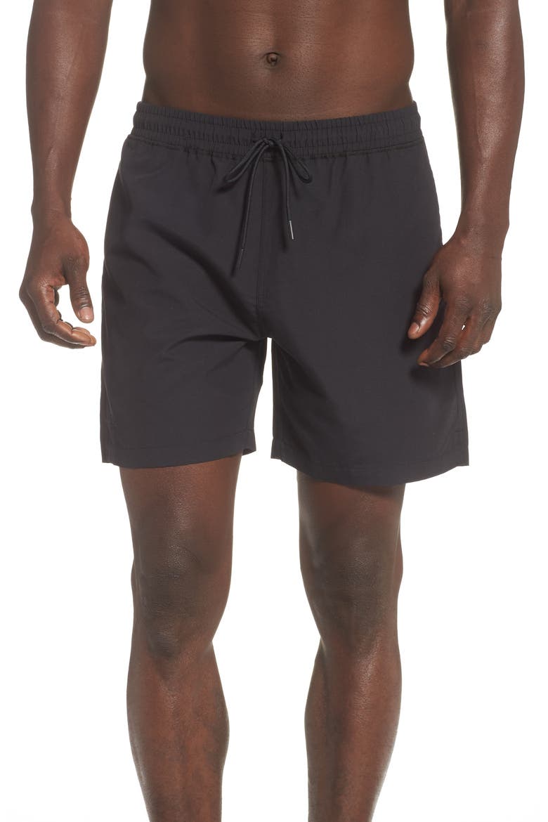 Microfiber Swim Trunks, Main, color, BLACK