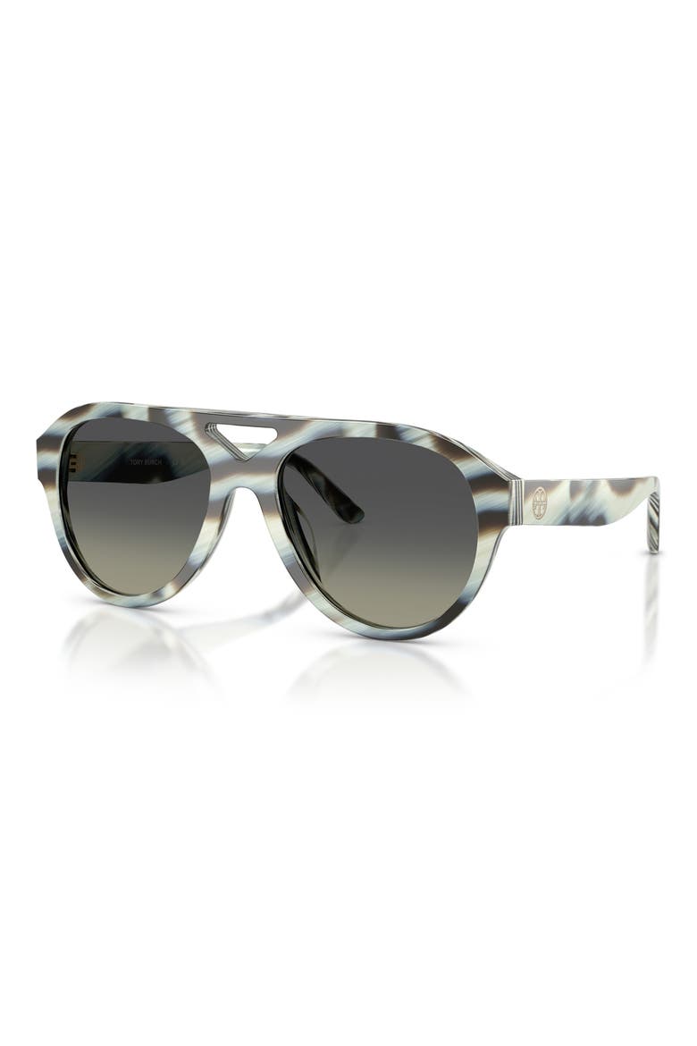 55mm Pilot Sunglasses, Alternate, color, BLUE IVORY HORN / GREY
