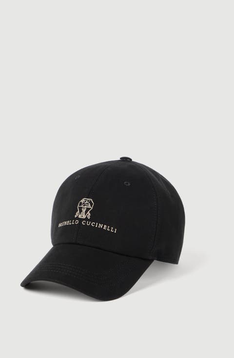 Garment-dyed twisted cotton gabardine baseball cap with embroidered logo