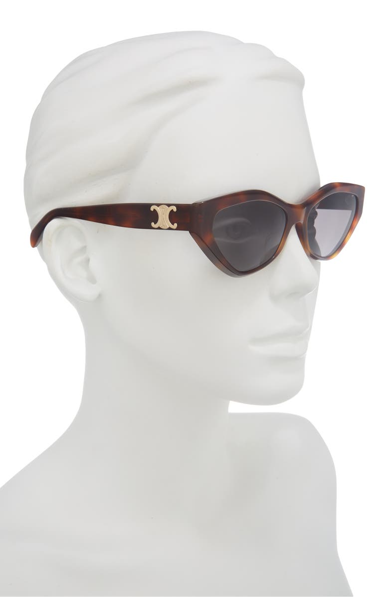 CELINE Triomphe 17 56mm Cat Eye Sunglasses, Alternate, color, Blonde Havana / Smoke