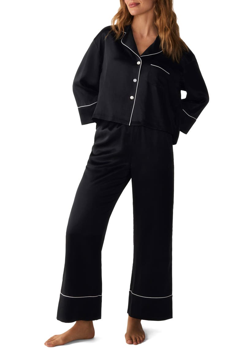 Celine Silk Pajama Set, Main, color, BLACK