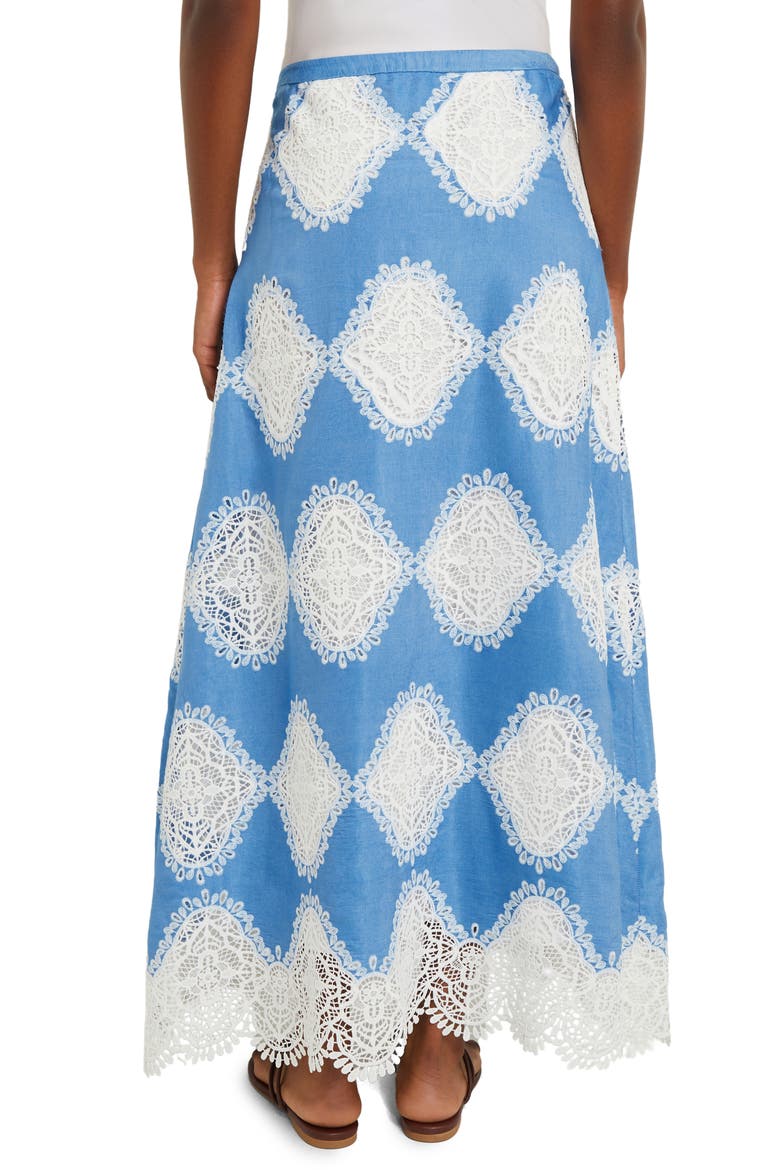 Lace Inset Maxi Skirt, Alternate, color, BLUE/WHITE