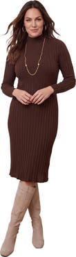 Jessica London Mock Neck Midi Sweater Dress
