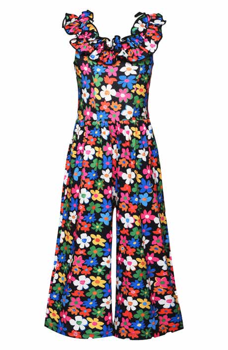 Truly Me Kids' Floral Ruffle Jumpsuit