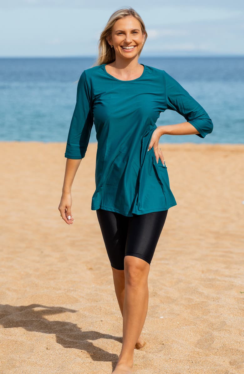 Calypsa Long Bike Swim Shorts, Alternate, color, Black