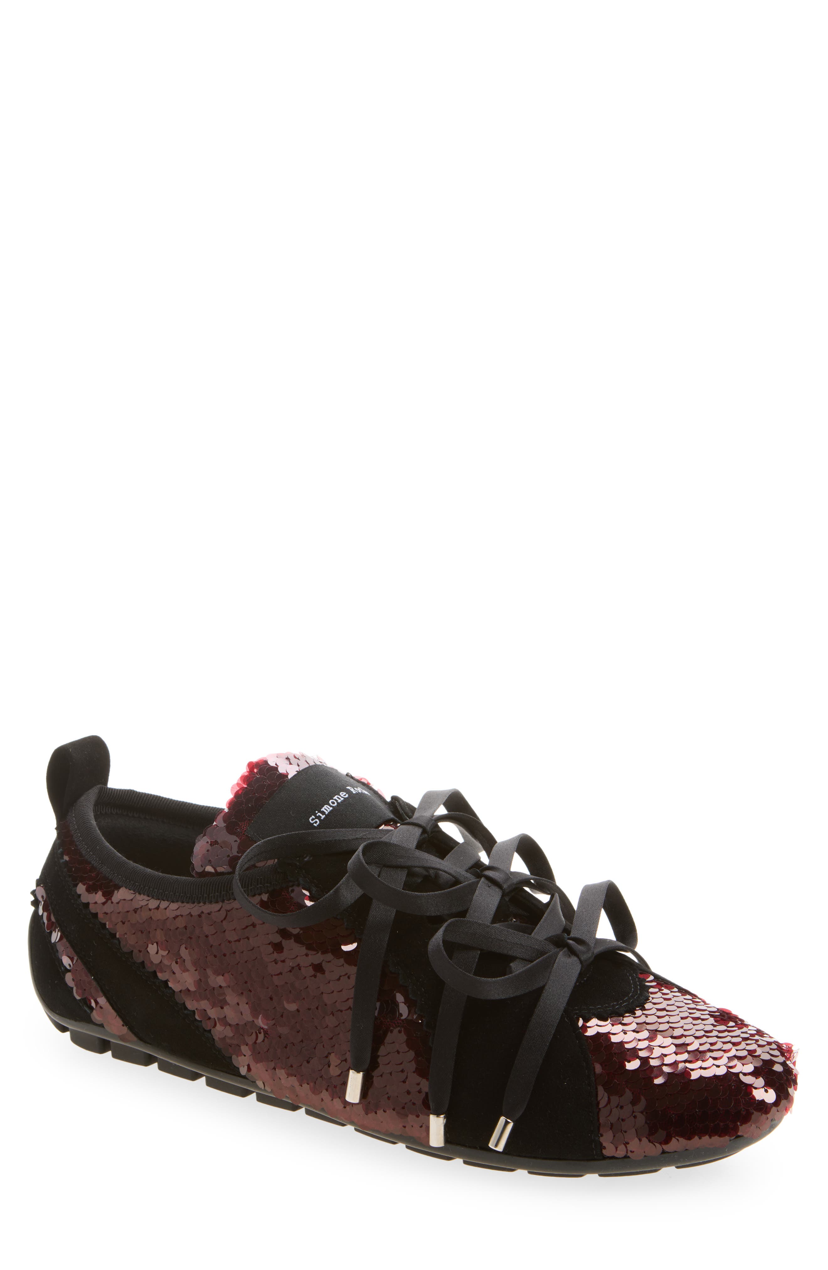 Sequin Ballerina Grip Trainer Sneaker, Main, color, DEEP RED