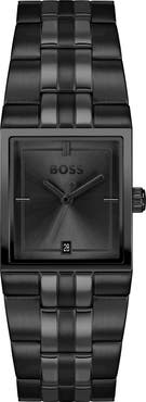BOSS Strivo Black Tank Bracelet Watch, 25.6mm x 28mm