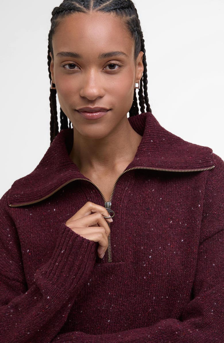 Barbour Lavensdale Wool Blend Half-Zip Sweater, Alternate, color, Black Cherry