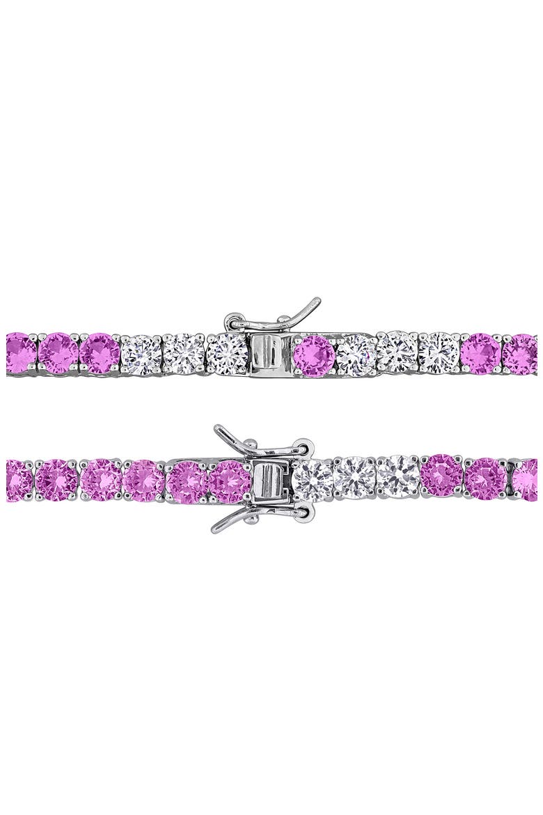 Lab Grown Pink & White Sapphire Bracelet & Necklace Set, Alternate, color, PINK