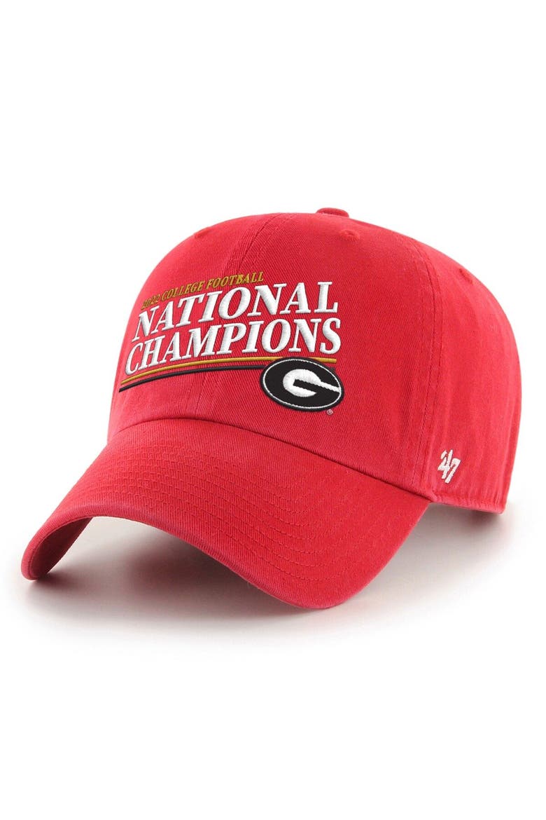 Men's '47 Red Georgia Bulldogs College Football Playoff 2022 National Champions Slant Clean Up Adjustable Hat, Main, color, Red