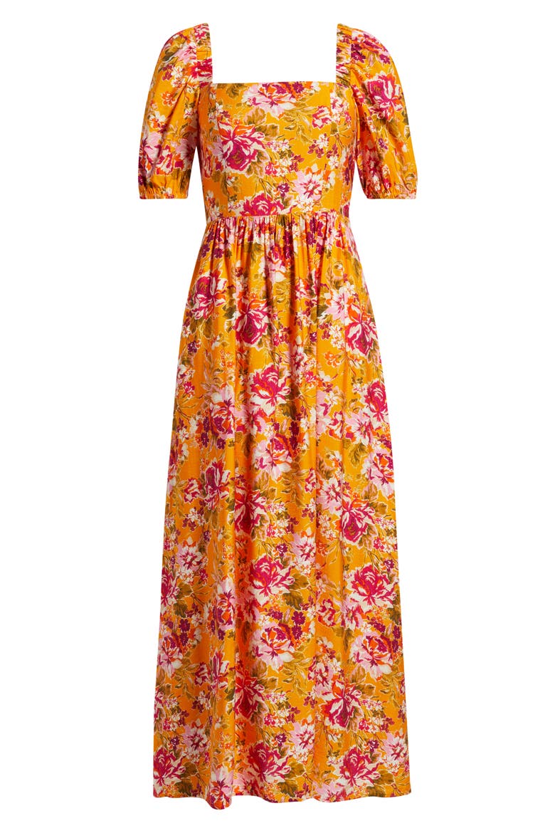 Floral Square Neck Dress, Alternate, color, SIZZLE PINK
