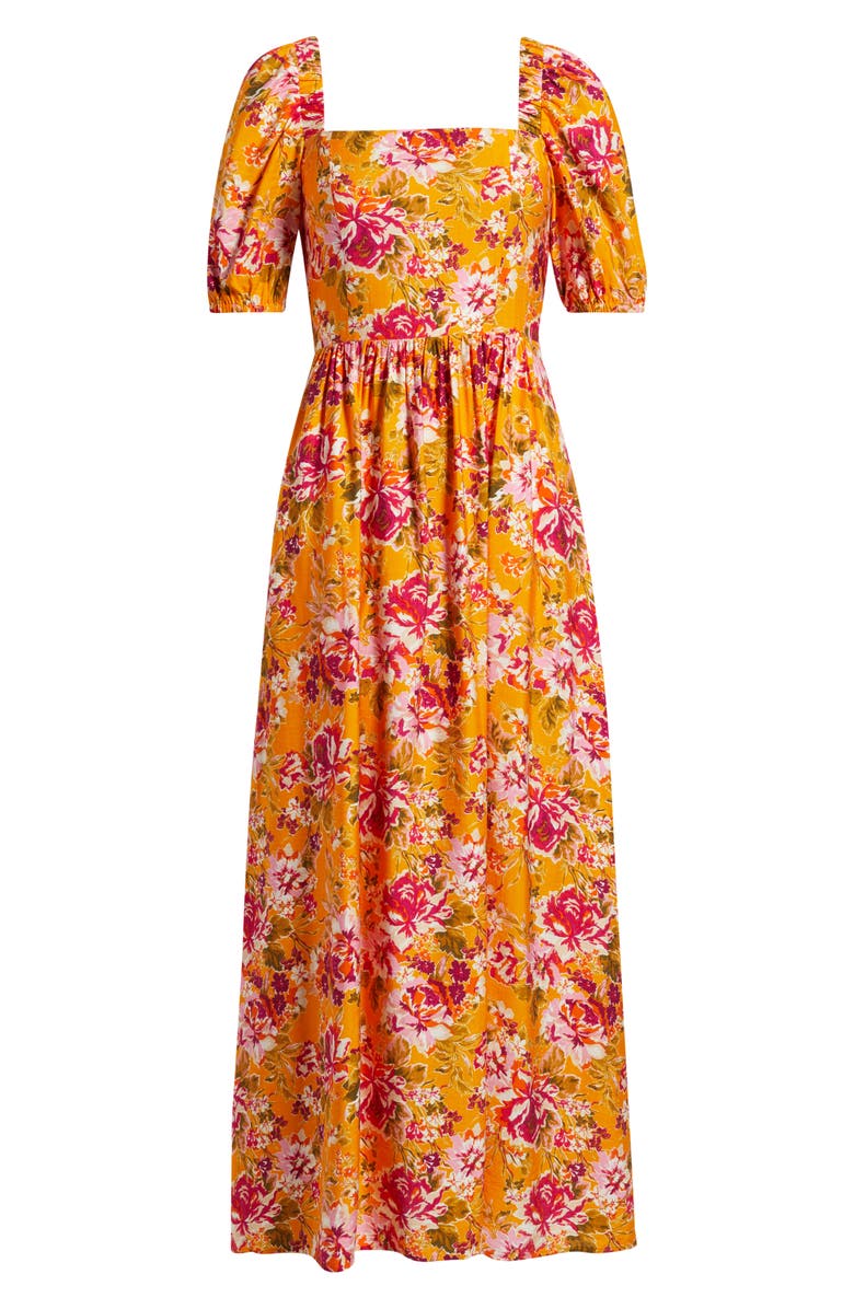 CeCe Floral Square Neck Dress, Alternate, color, Sizzle Pink