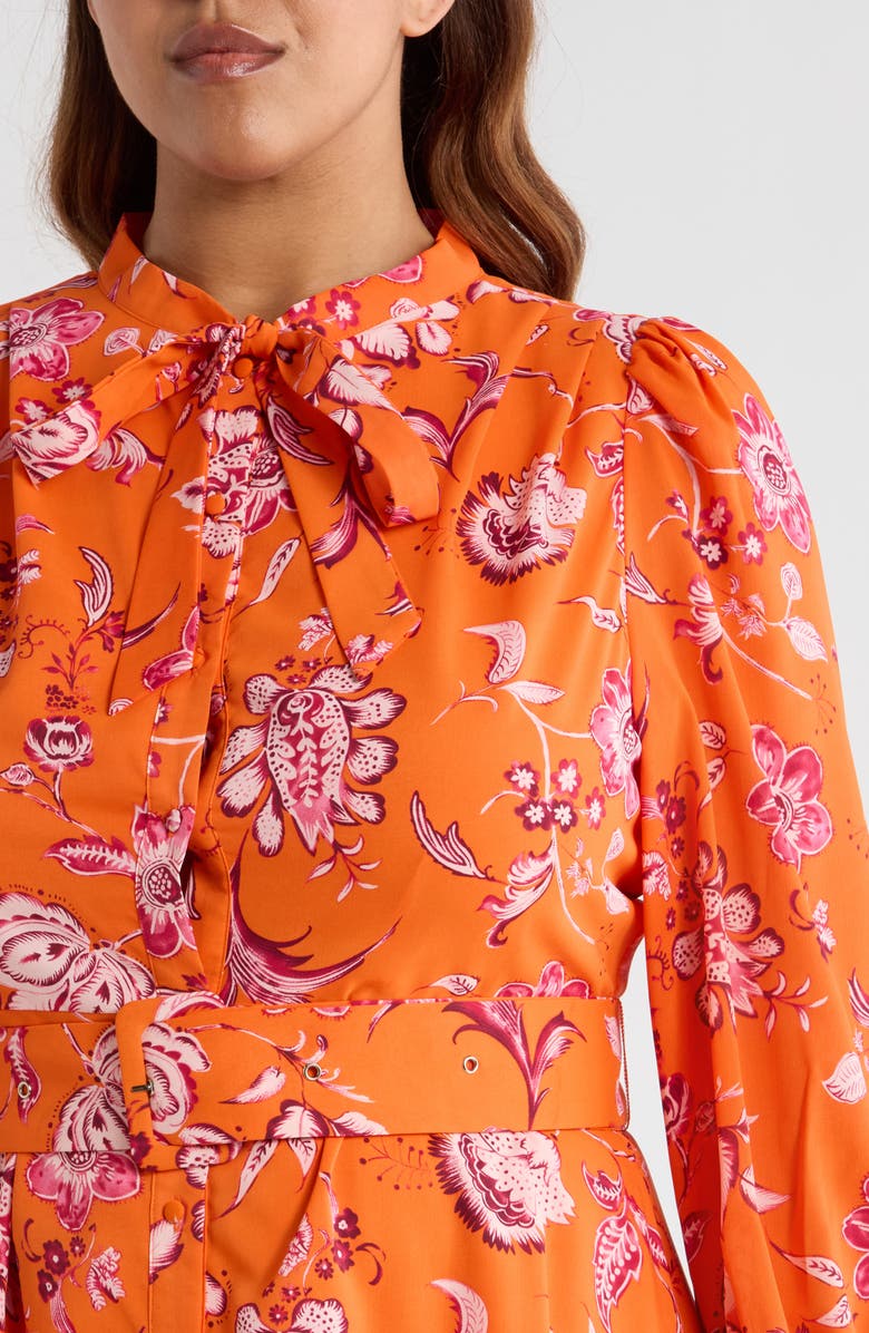 SUGARLIPS Cosmo Floral Long Sleeve Shirtdress, Alternate, color, Orange-Multi