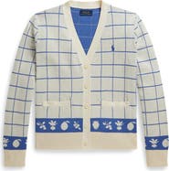Polo Ralph Lauren Kids' Windowpane V-Neck Cotton Cardigan