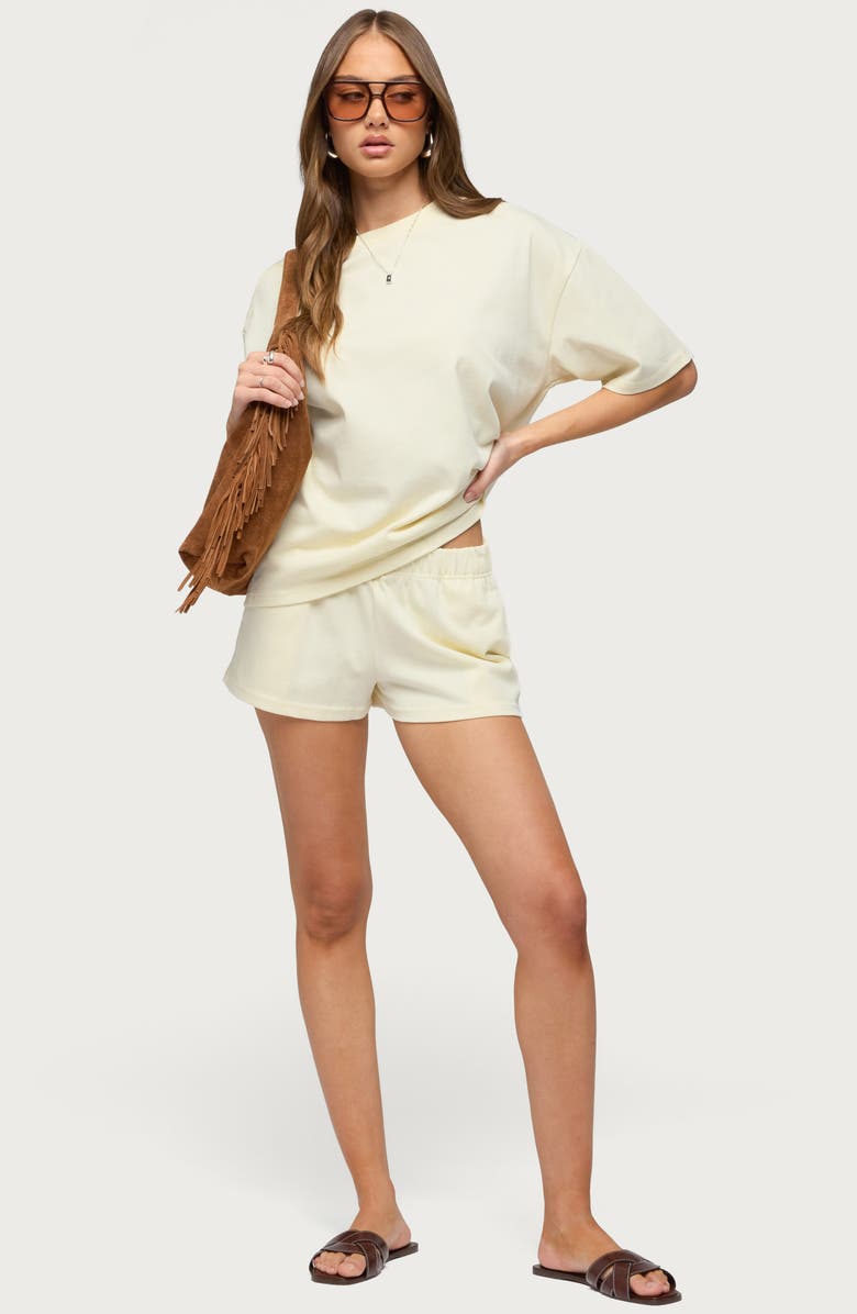 EDIKTED Cecilia Cotton Low Rise Shorts, Alternate, color, Light-Yellow