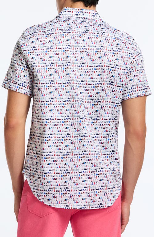 Robert Graham Board Bash Short Sleeve Stretch Cotton Button-up Shirt In White Multi