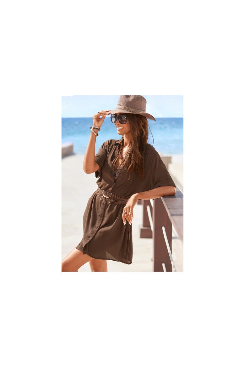 Symmetrical Buckle Waist Belt, Alternate, color, Brown