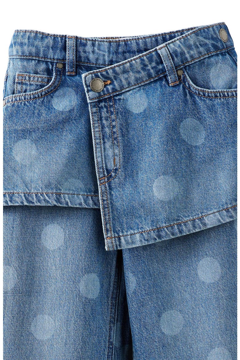 Kid's Super Wide Leg Skirt Denim Jean, Alternate, color, Blue Haven Mid Blue Spots