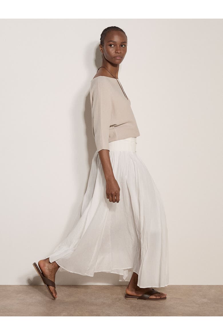 Large Waistband Cotton Midaxi Skirt, Alternate, color, Cream
