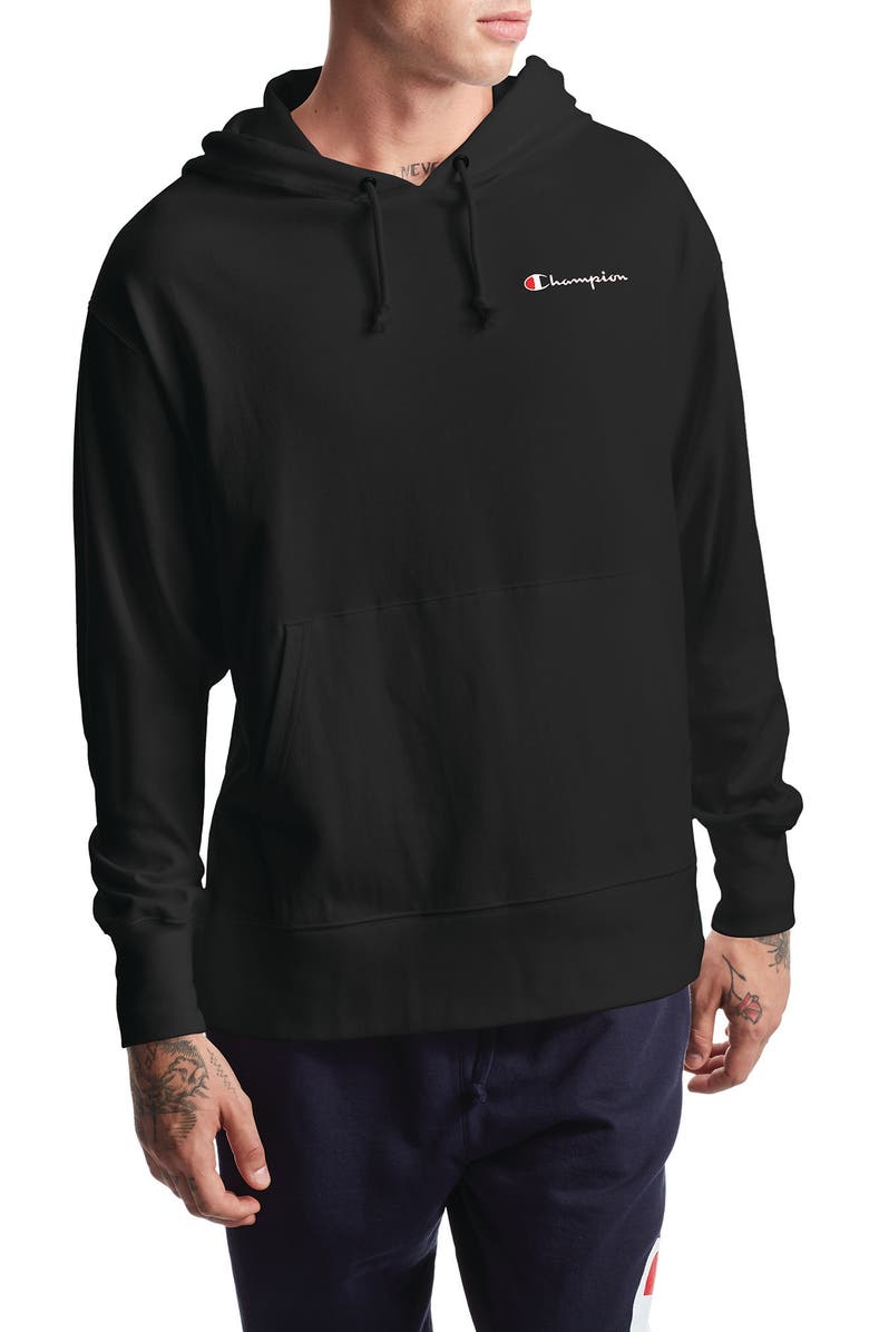 Champion Logo Jersey Hoodie, Main, color, 