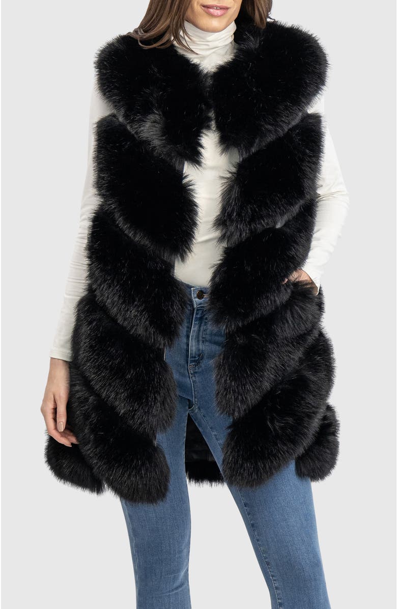 Lyla Grant Fur-Free Fox (Faux Fur) Vest, Main, color, Black